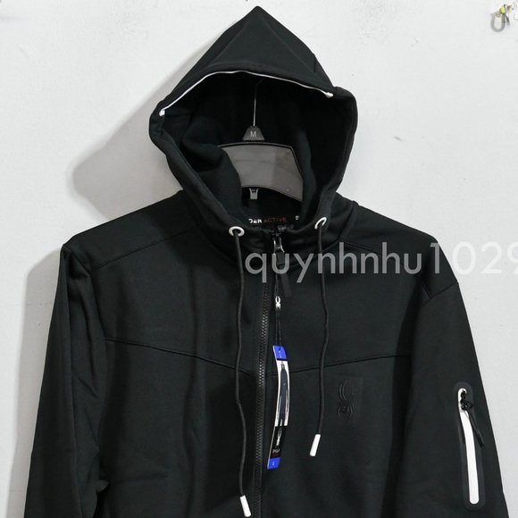 NWT Spyder Active Men’s Hooded Full Zip  in black - Picture 6 of 7